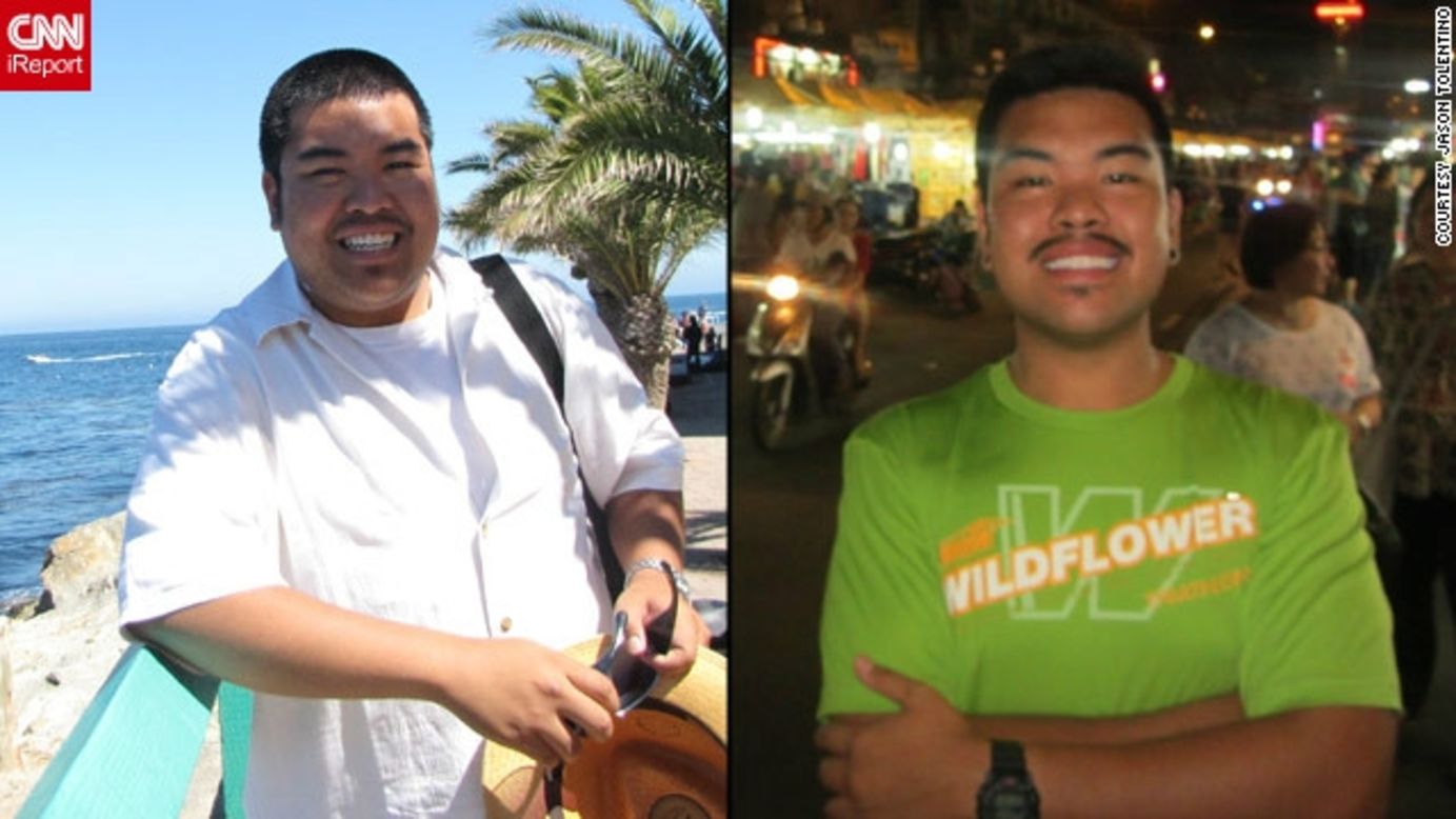 Jason Toelntino antes y después de su transformación física con ayuda de la aplicación Nike+