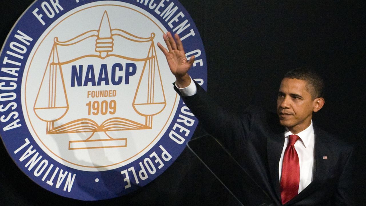 President Obama speaks at the 100th NAACP convention in New York in 2009.
