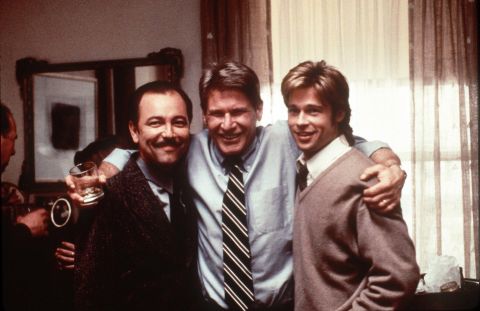 From left, Ruben Blades, Ford and Brad Pitt appear in "The Devil's Own" in 1997.