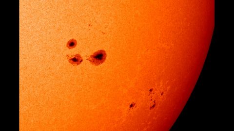 NASA was watching when this trio of large sunspots formed on the eastern limb of the sun in 2012. The sunspots released several medium solar flares while moving across the face of the sun.
