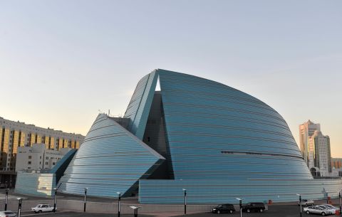 "Nazarbayev  used to joke that the building was right in front of his residence, and that the project's construction site - and us, of course - were always under his control," says architect Manfredi Nicoletti who designed the Central Concert Hall. 