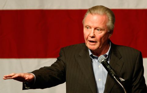 Jon Voight speaks at a rally for U.S. Republican Senate candidate Sharron Angle at The Orleans in Las Vegas in 2010. He endorsed Mitt Romney in the 2012 race. In an open letter to President Obama in the Washington Times in 2010, he wrote, "You have brought to Arizona a civil war, once again defending the criminals and illegals, creating a meltdown for good, loyal, law-abiding citizens."