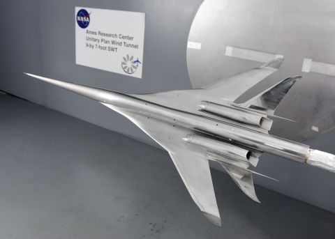 NASA wind tunnel testing of one of the designs for a supersonic overland aircraft.