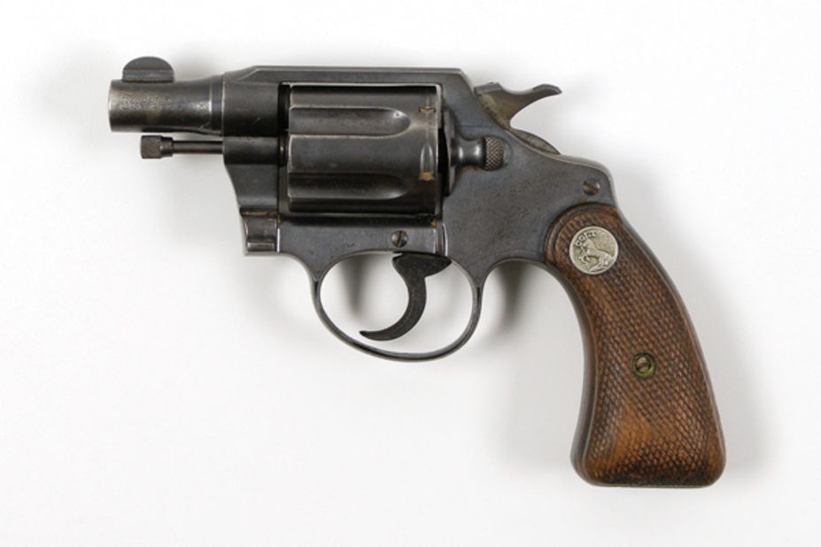 This .38 Detective Special snub-nose revolver was recovered taped to Bonnie Parker's thigh after she was killed.  