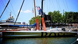 The boat, sponsored by Hugo Boss, that Alex Thompson will be sailing on in his attempt to make it solo around the world.