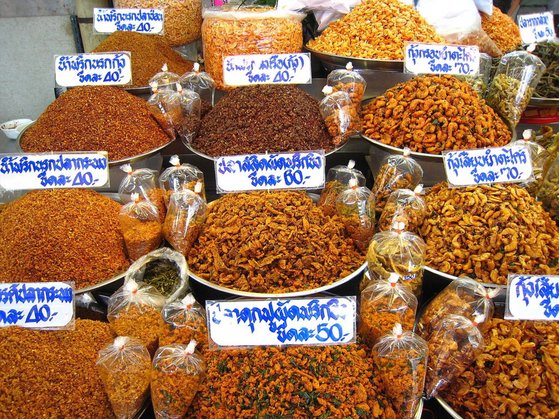 Eat local dishes at local restaurants and markets, like Or Tor Kor market, Bangkok