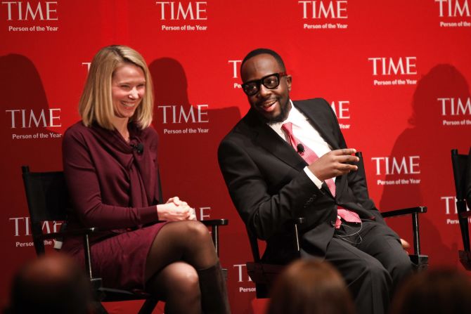 Mayer and musician and activist Wyclef Jean attend TIME's 2010 Person of the Year Panel in November 2010.