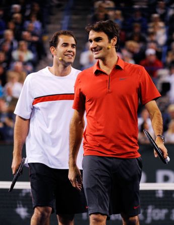 The pair have since played in a number of exhibition matches. "With Roger I'm amazed," Sampras said. "He's 34 now, he's still ranked three in the world. He's competing for majors, he's still playing great tennis. He's almost playing better now than he did ten years ago. He's improving!"