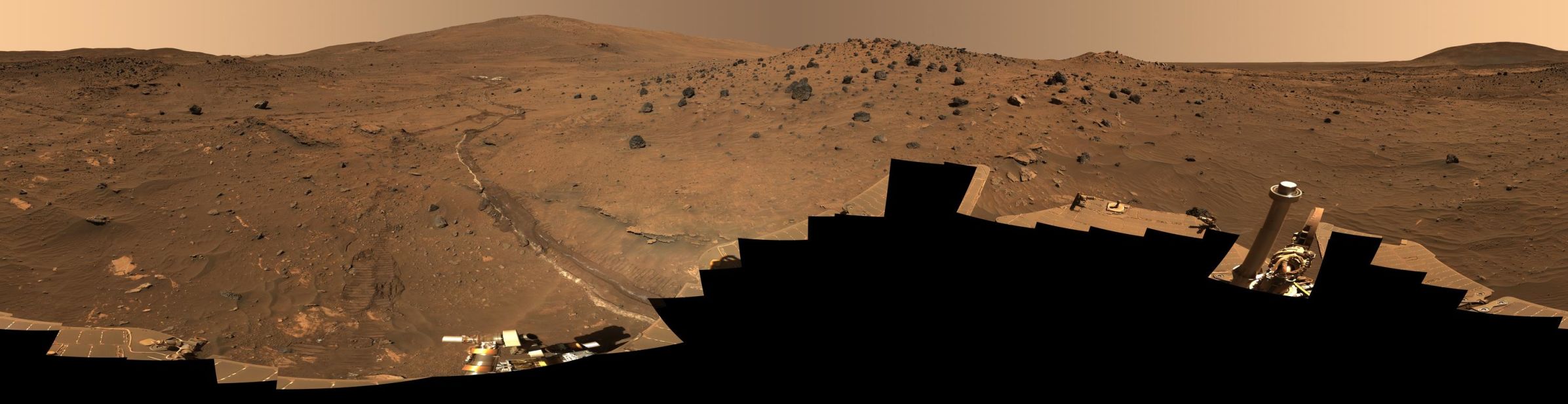 In 2006, NASA's Mars Exploration Rover Spirit captured a 360-degree view known as the McMurdo panorama. The images were taken at the time of year when Mars is farthest from the sun and dust storms are less frequent.