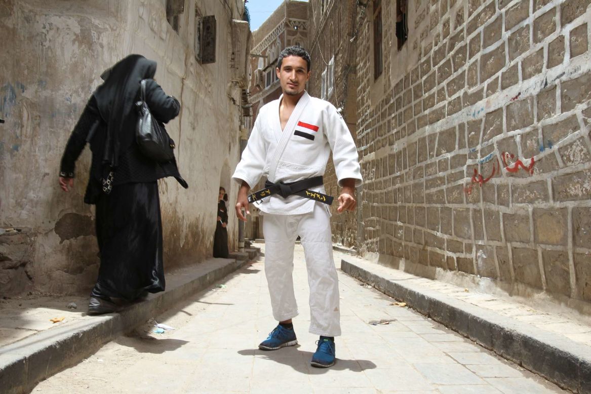Some have overcome even greater hurdles. Ali Khousrof is a judo fighter from Yemen. He was shot in the abdomen during one of the many protests he attended against the regime.