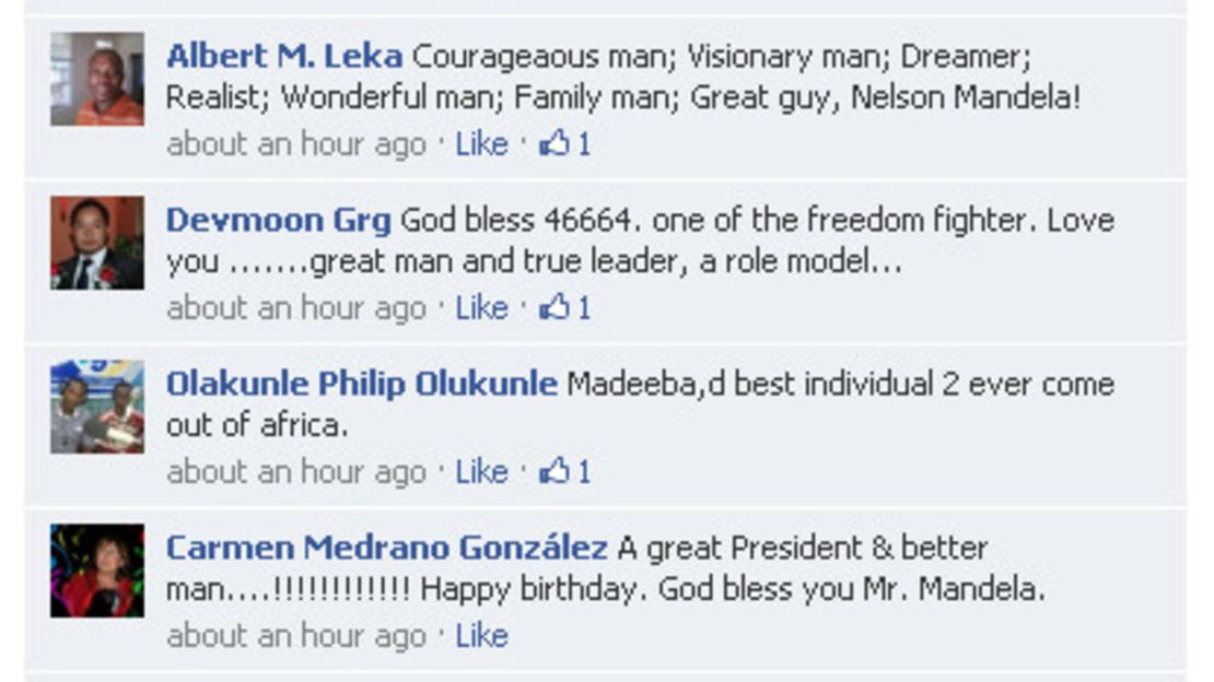 Facebook users say what Mandela means to them