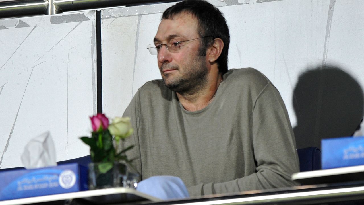 A picture taken on January 16, 2012 shows Russian powerful oil and metals magnate, billionaire Suleiman Kerimov watching a friendly football match Russia's Anzhi Makhachkala against Iraq at Al Nasr Stadium in Dubai. 