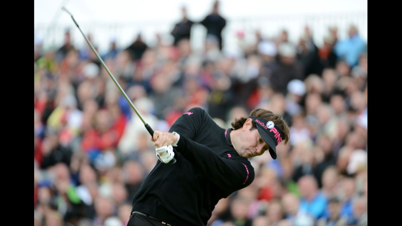 Bubba Watson of the United States hits a tee shot on the fifth hole Thursday. 