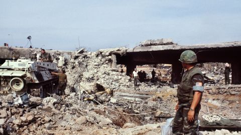 U.S. Marines search for victims in Beirut on October 31, 1983, eight days after an attack that killed 241 American soldiers.
