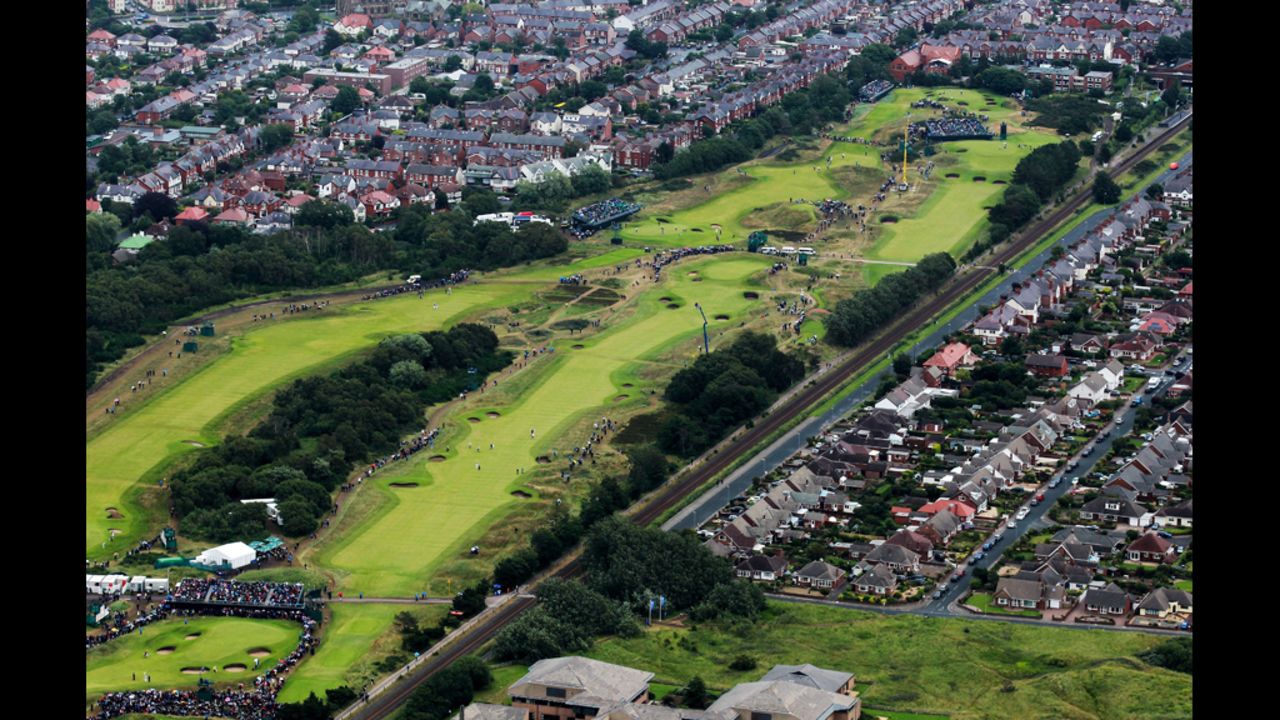 Aerial view of the seventh, eighth, ninth and 10th holes during the second round Friday.