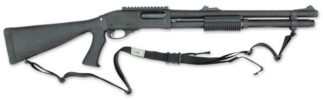 A 12-gauge 870 Remington shotgun.