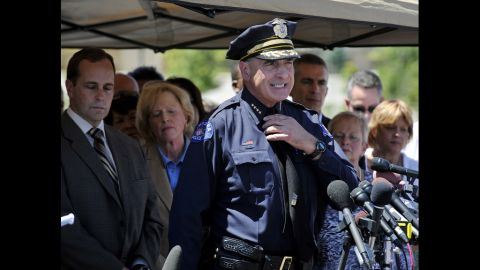 Aurora police chief Daniel J. Oates speaks at a press conference near the Century 16 Theater on July 20, 2012.