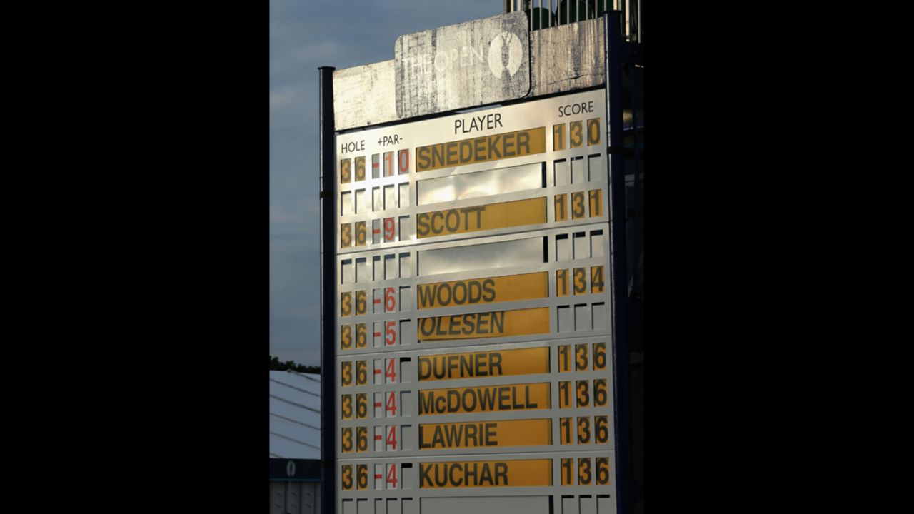 A view of leaderboard during the second round on July 20.