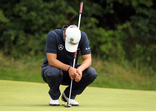 Adam Scott gestures on the 9th green during his final round on Sunday.