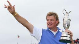 Ernie Els of South Africa celebrates with the Claret Jug after his victory during the final round of play at the British Open at the Royal Lytham & St. Annes Golf Club in England on Sunday, July 22. See all the action as it unfolds here.