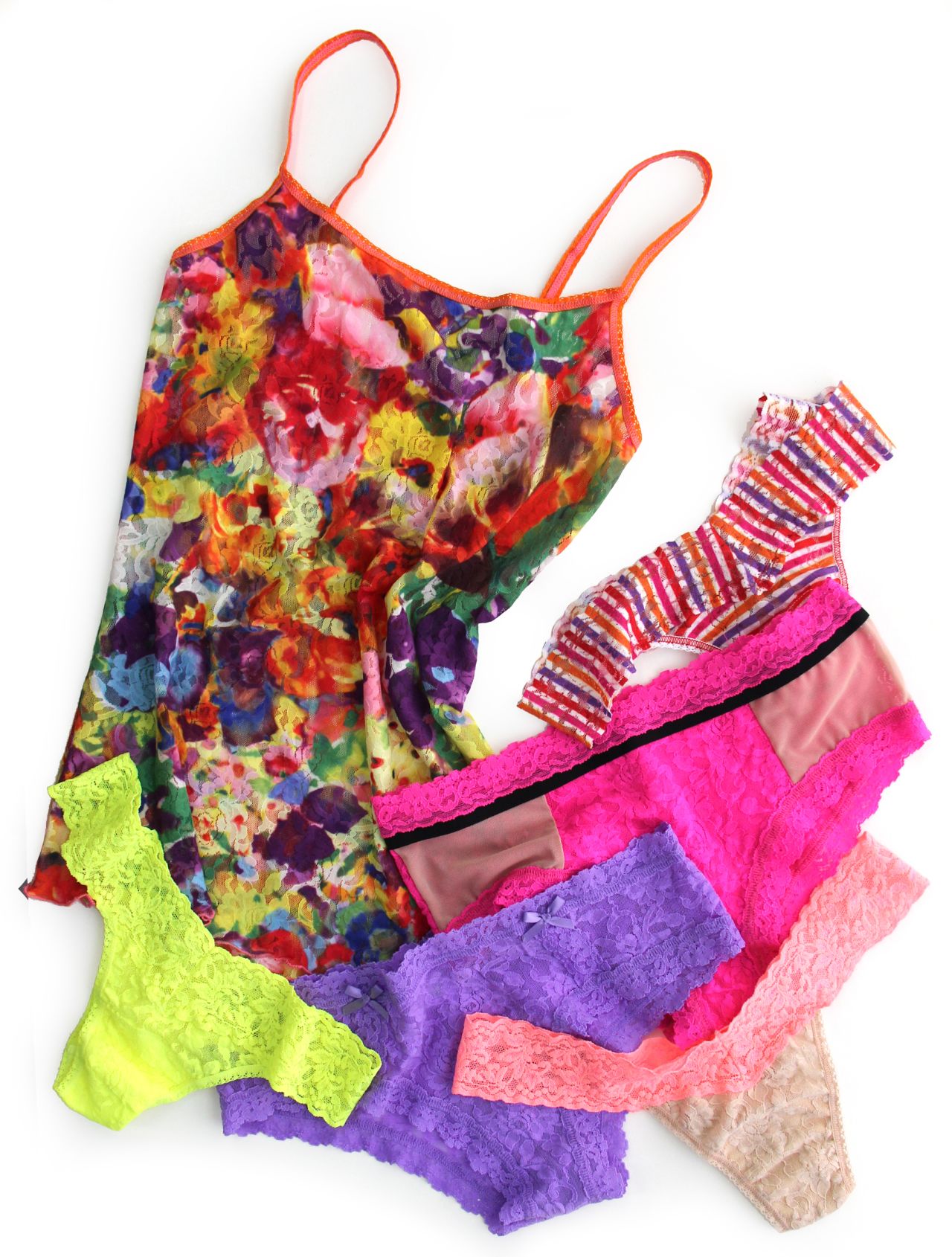 Hanky Panky has been manufacturing lingerie in the United States since its inception 1977. While many apparel designers source materials abroad, 100% of the fabrics and trims used to make Hanky Panky's Signature Lace thongs and panties are knitted in the United States.