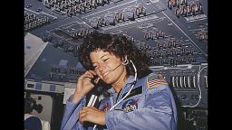 Sally Ride, America's first woman astronaut, dies Monday, July 23, after a 17-month battle with pancreatic cancer at the age of 61.  Here Ride is seen talking with ground control during her six-day space mission on board the Callenger in 1983.