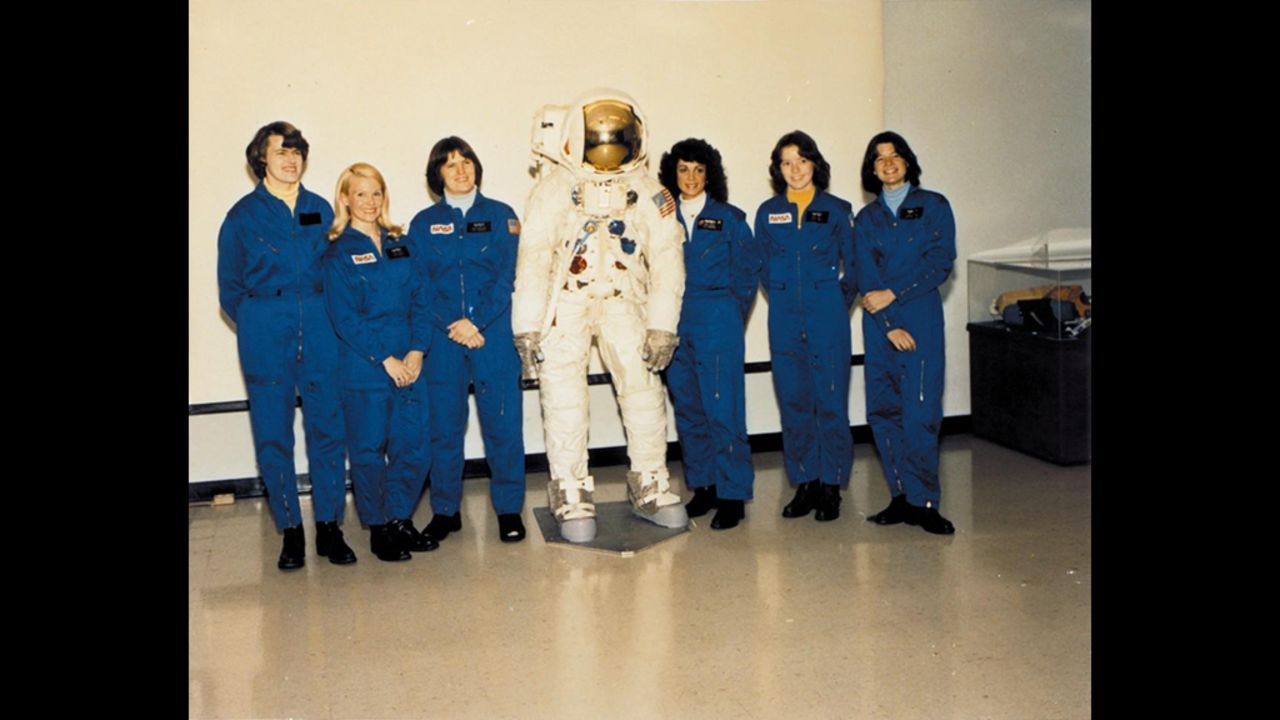Ride joined NASA as part of the class of 1978, the first to include women. From left are Shannon Lucid, Margaret Rhea Seddon, Kathryn D. Sullivan, Judith Resnik, Fisher and Ride in August 1979.