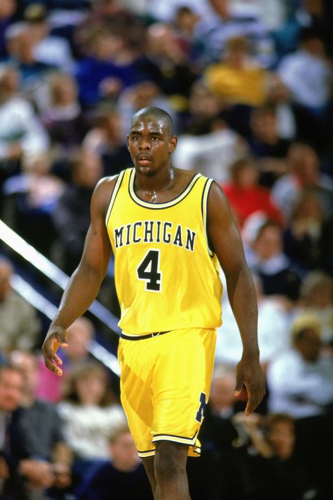 Chris Webber strolls upcourt during a home game in 1993. Webber pleaded guilty in 2003 to being paid by a University of Michigan booster to launder money from an illegal gambling operation. The NCAA put the program on four years' probation and banned the team from postseason play for the 2003-04 season. Charged with lying to federal investigators, Webber pleaded guilty to misdemeanor criminal contempt and paid a $100,000 fine.