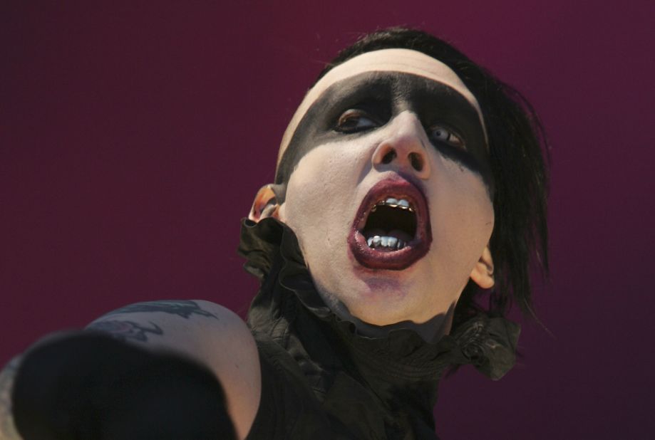 Shock rocker Marilyn Manson takes on gender roles, sexuality and religion in his performances. His group's members got their names from sex symbols and serial killers.