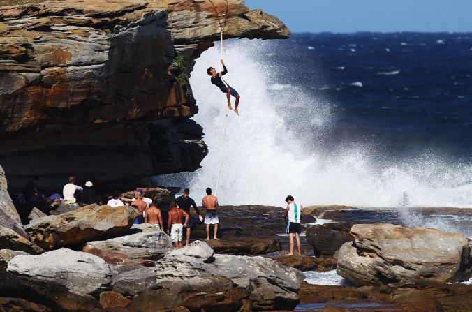 Rope climbing was dropped from the Olympics in 1932. But that hasn't stopped professional climbers still keeping the sport alive. Here, climber Marcus Bottay scales a five-meter rope bare-handed in Sydney, Australia.