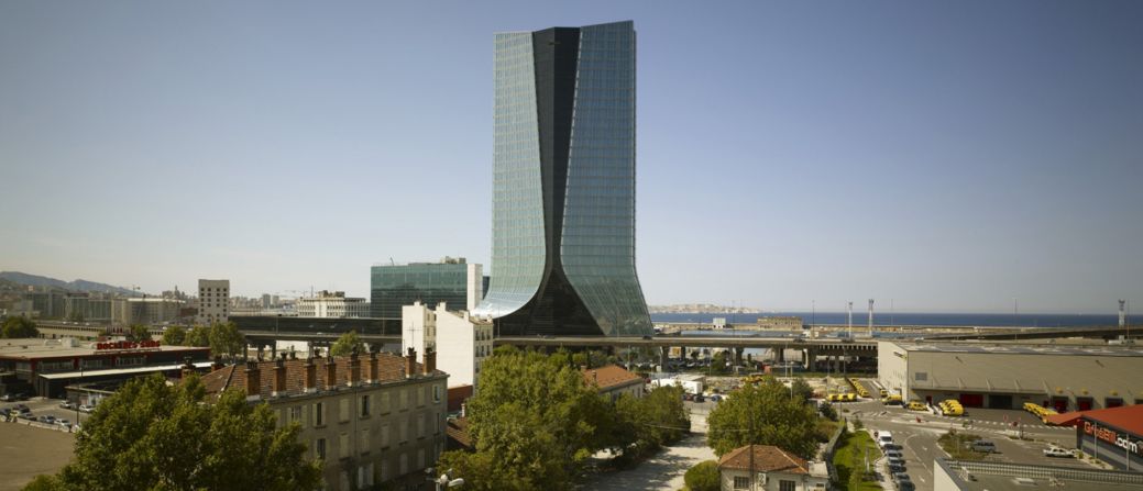 Hadid's unusual skirted tower on the Marseilles coast.