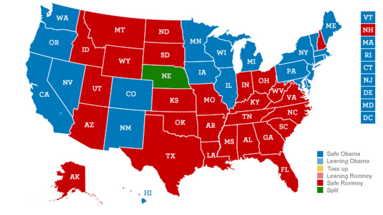 Click through seven scenarios that could yield a tie in the Electoral College that would make the disputed 2000 election look tame by comparison. 1) <strong>Obama takes one vote in Nebraska: </strong>Obama wins Nevada, Colorado, Iowa, and a single electoral vote from the 2nd Congressional District of Nebraska, which awards its electoral votes by congressional districts; Romney wins New Hampshire, Virginia, Florida and Ohio.