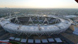 The Olympic Stadium as seen in London Thursday, the eve of the opening ceremony of the London 2012 Olympic Games.