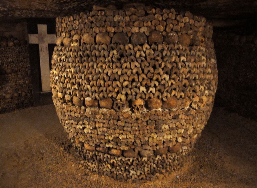 These subterranean quarries that make up the catacombs had been used to store the remains of generations of Parisians in a bid to cope with the overcrowding of Paris' cemeteries at the end of the 18th century.