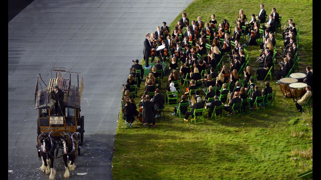 The London Symphony Orchestra performs during the opening ceremony.