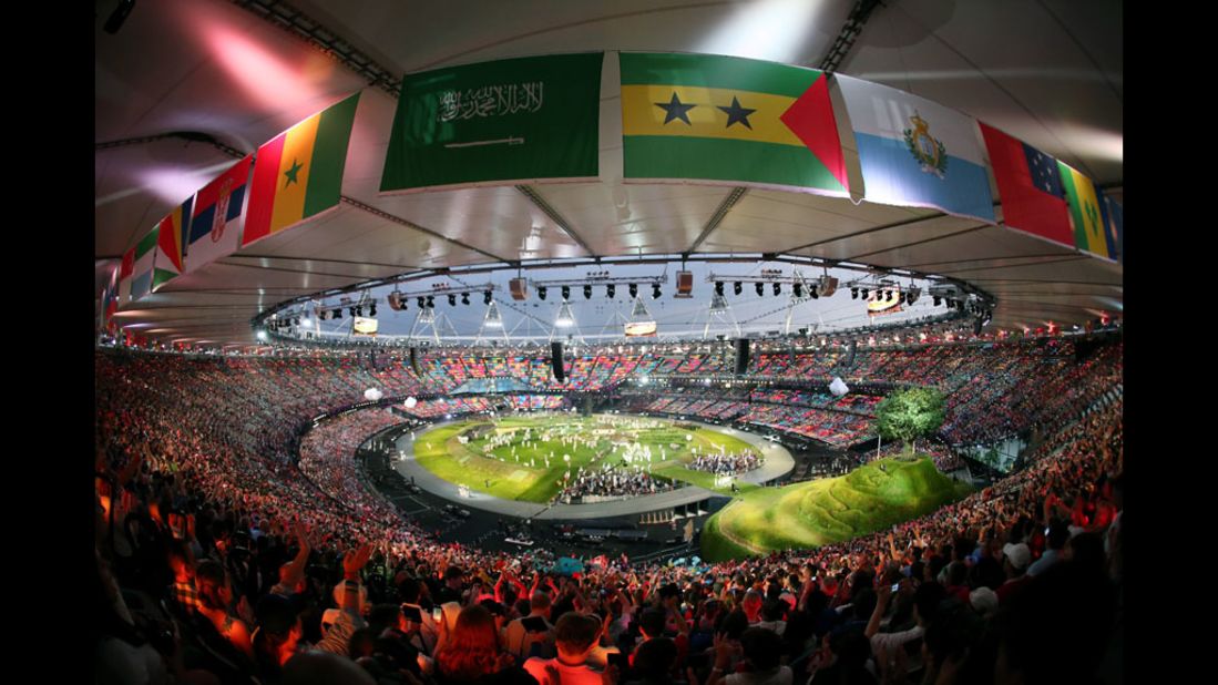 A general view of the inside of the stadium during the opening ceremony.
