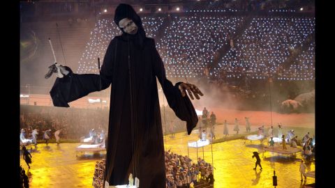 Lord Voldemort looms over the opening ceremony.