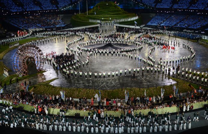 Athletes parade during the opening ceremony.