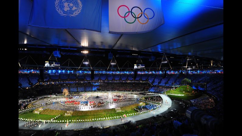 Athletes parade during the opening ceremony.