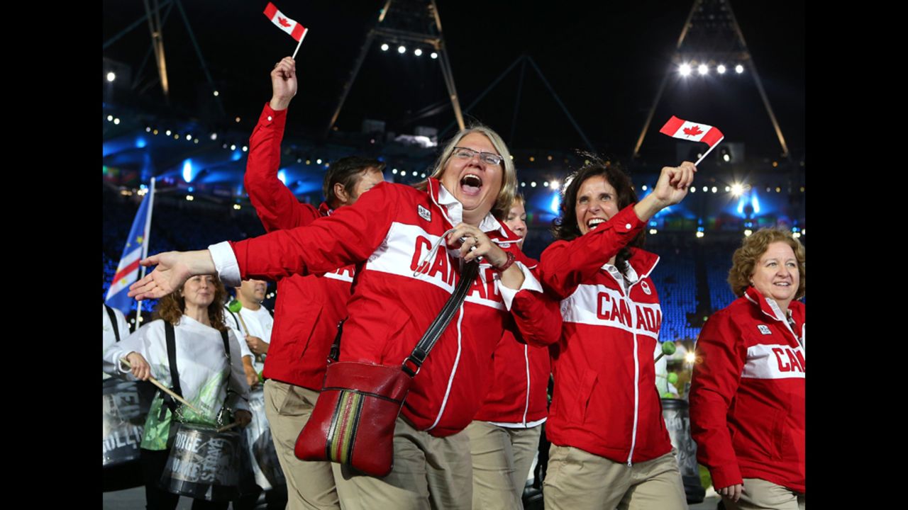 Canadian athletes enter the stadium.