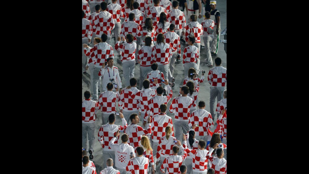 Croatia's delegation parades during the opening ceremony.