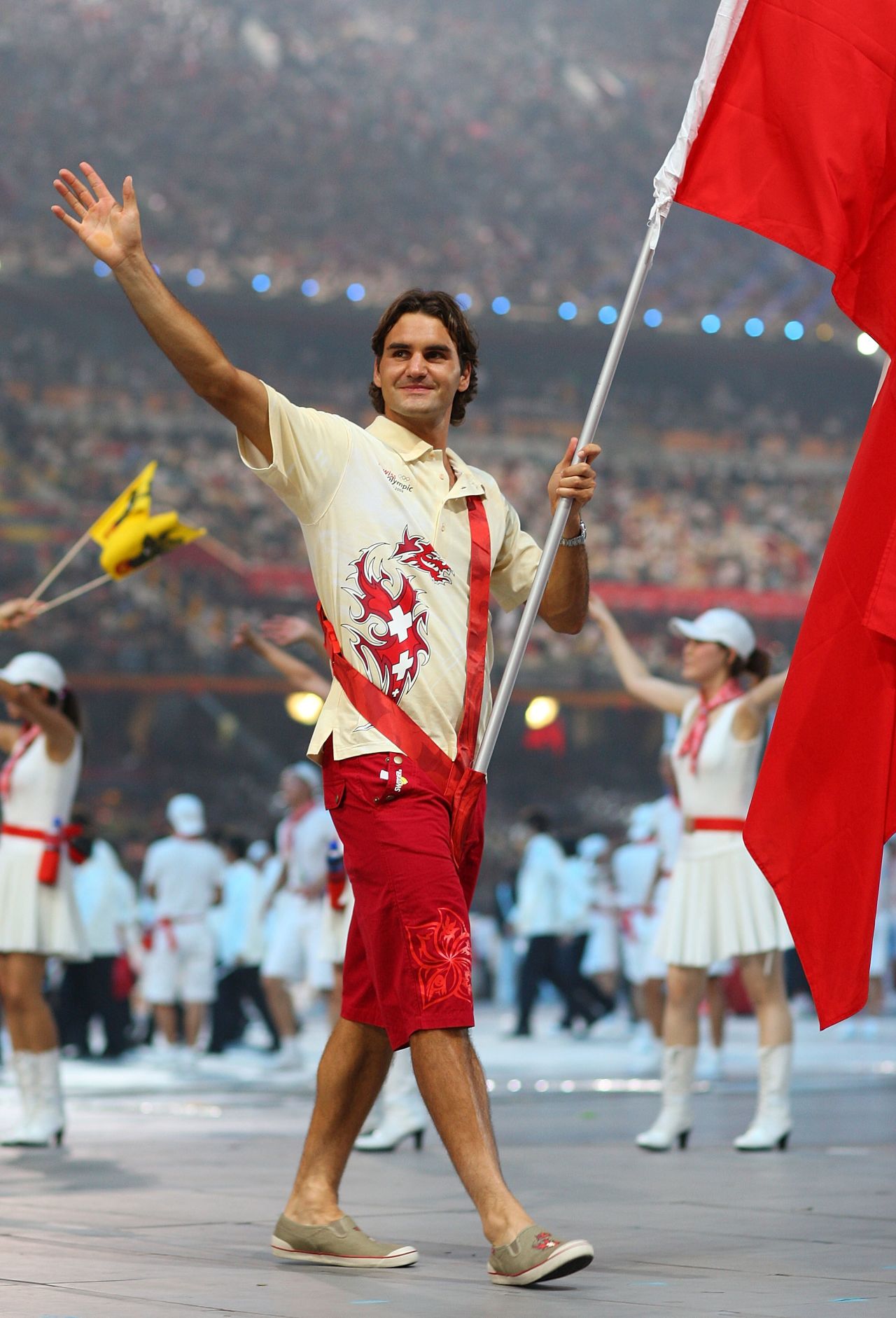 The tennis star was again chosen as flag bearer at Beijing 2008 despite failing to earn a medal in his two previous Olympic appearances.