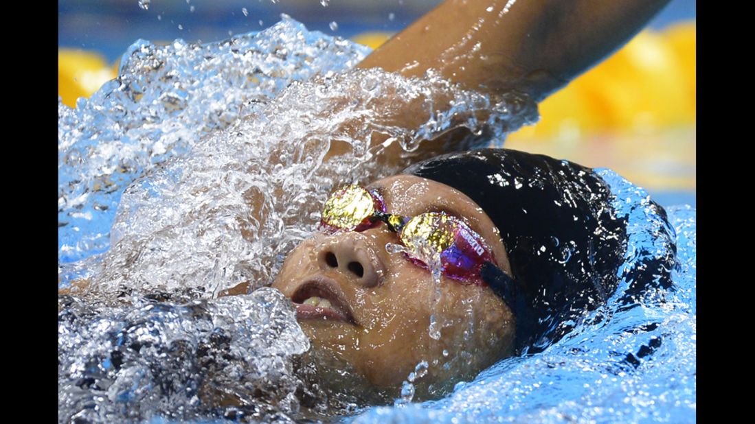 Vietnam's Nguyen Thi Anh Vien competes in the women's 400-meter individual medley heats.