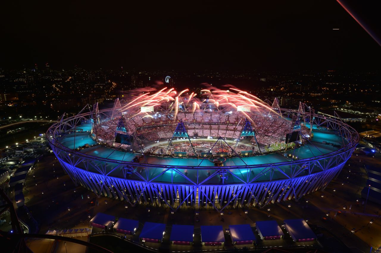 Fireworks light up the sky during the opening ceremony. Check out photos from the <a href="http://www.cnn.com/2012/08/12/world/gallery/olympic-closing-ceremony/index.html" target="_blank">closing ceremony.</a>
