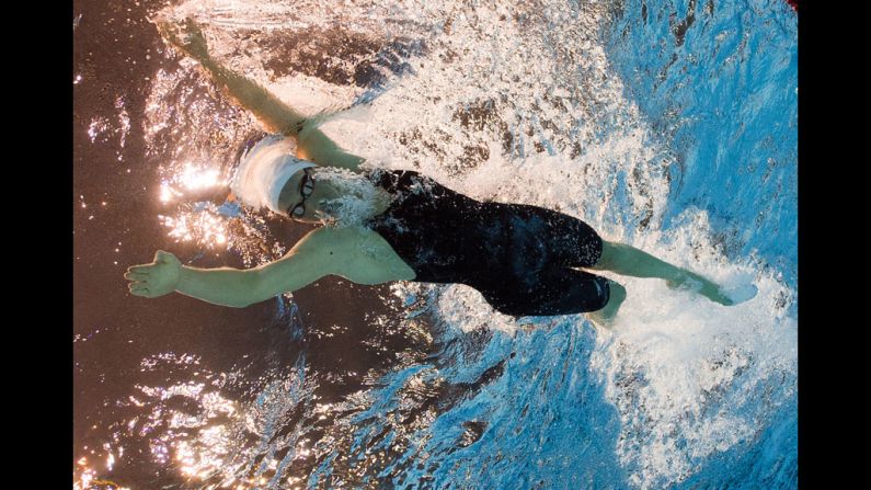 Camille Muffat of France competes in the women's 400-meter freestyle heat. 