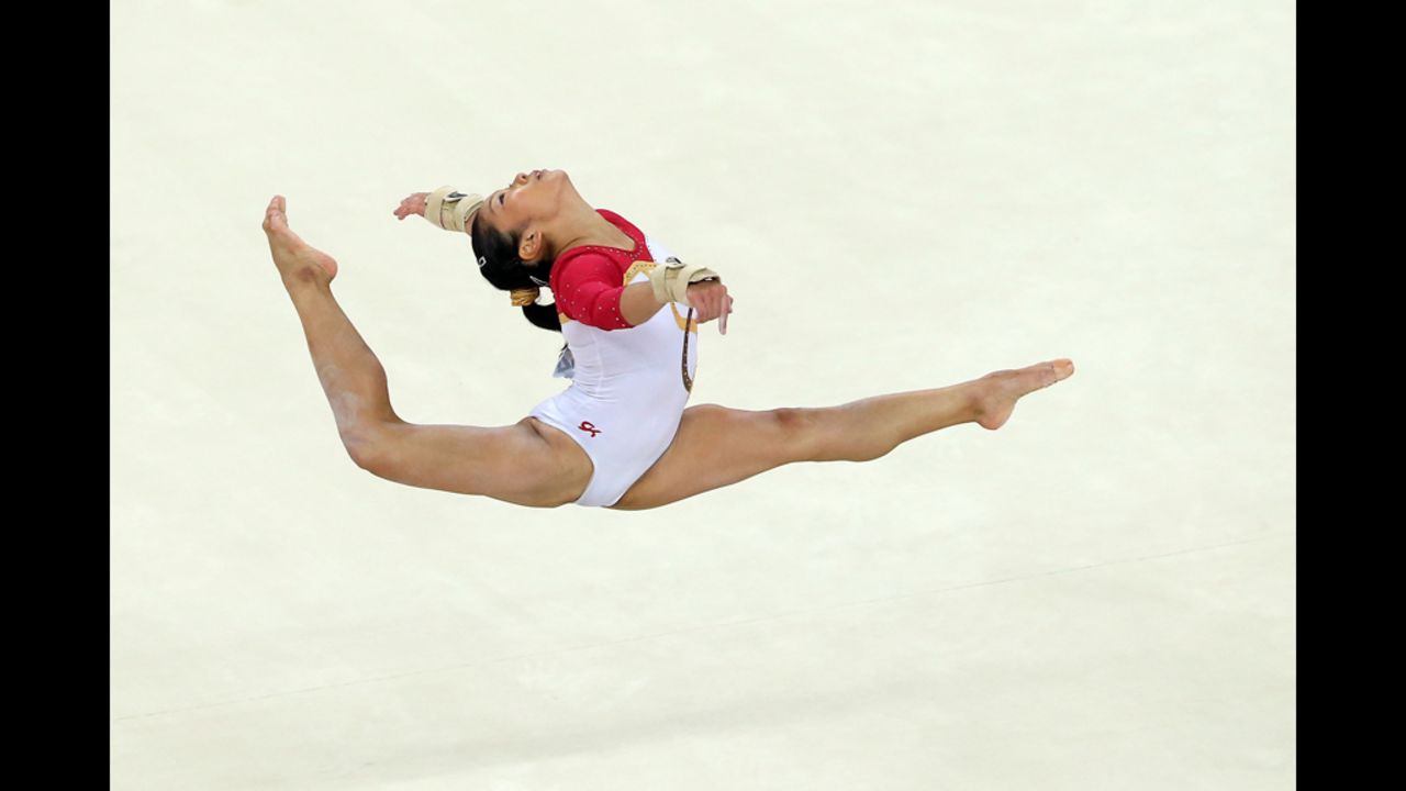 Heem Wei Lim of Singapore competes in the floor exercise of the artistic gymnastics women's qualification round.