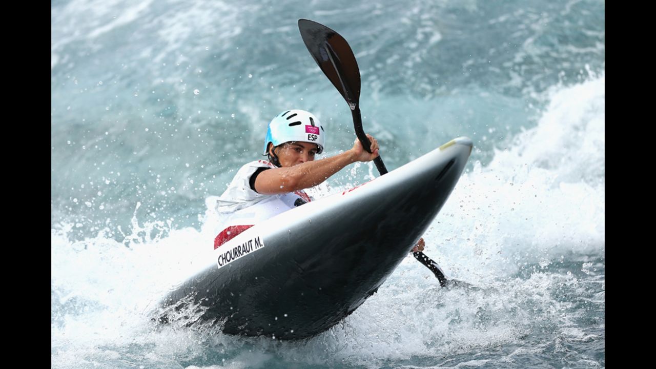 Maialen Chourraut of Spain competes in the women's canoe slalom heats on Monday.