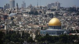 A picture shows the skyline of Jerusalem with the Dome of the Rock mosque, at the Al-Aqsa mosque compound in the city's old city,on September 5, 2008.