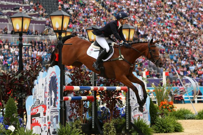 Britain's Zara Phillips rides High Kingdom in the show jumping phase of the eventing competition Tuesday.
