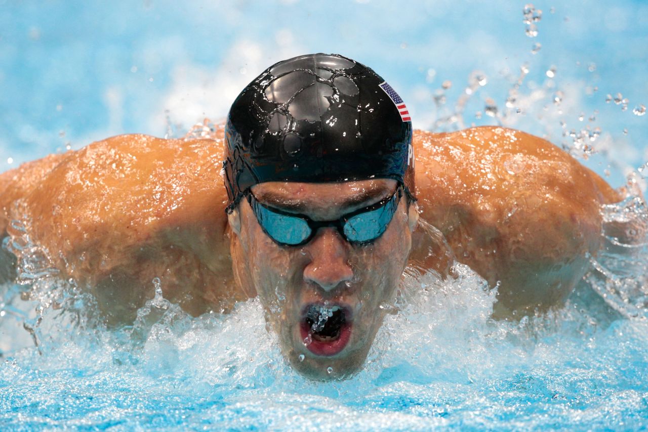 Michael Phelps of the United States competes in the second semifinal heat of the men's 200-meter butterfly.